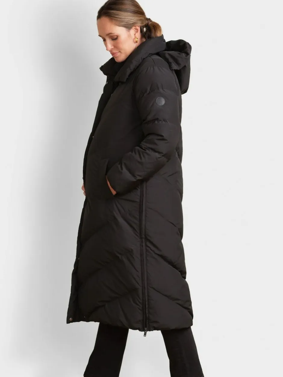 Seraphine 3-In-1 Long Chevron Puffer Maternity Coat Black Hot
