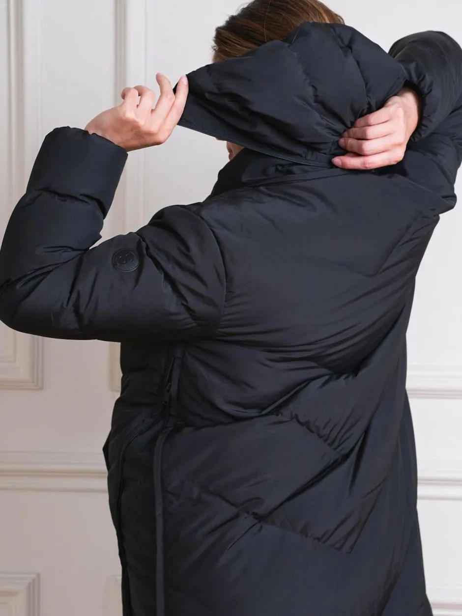 Seraphine 3-In-1 Long Chevron Puffer Maternity Coat Black Hot