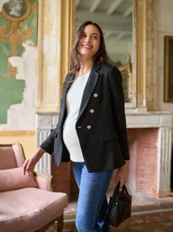 Seraphine Black Maternity Tweed Blazer