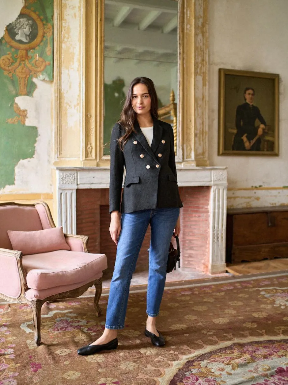 Seraphine Black Maternity Tweed Blazer