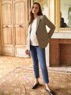 Seraphine Camel & Black Check Tailored Maternity Blazer Sale