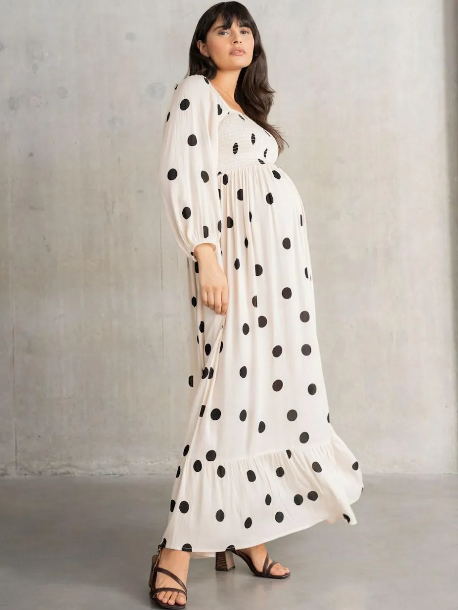 Seraphine Cream Maternity Maxi Dress