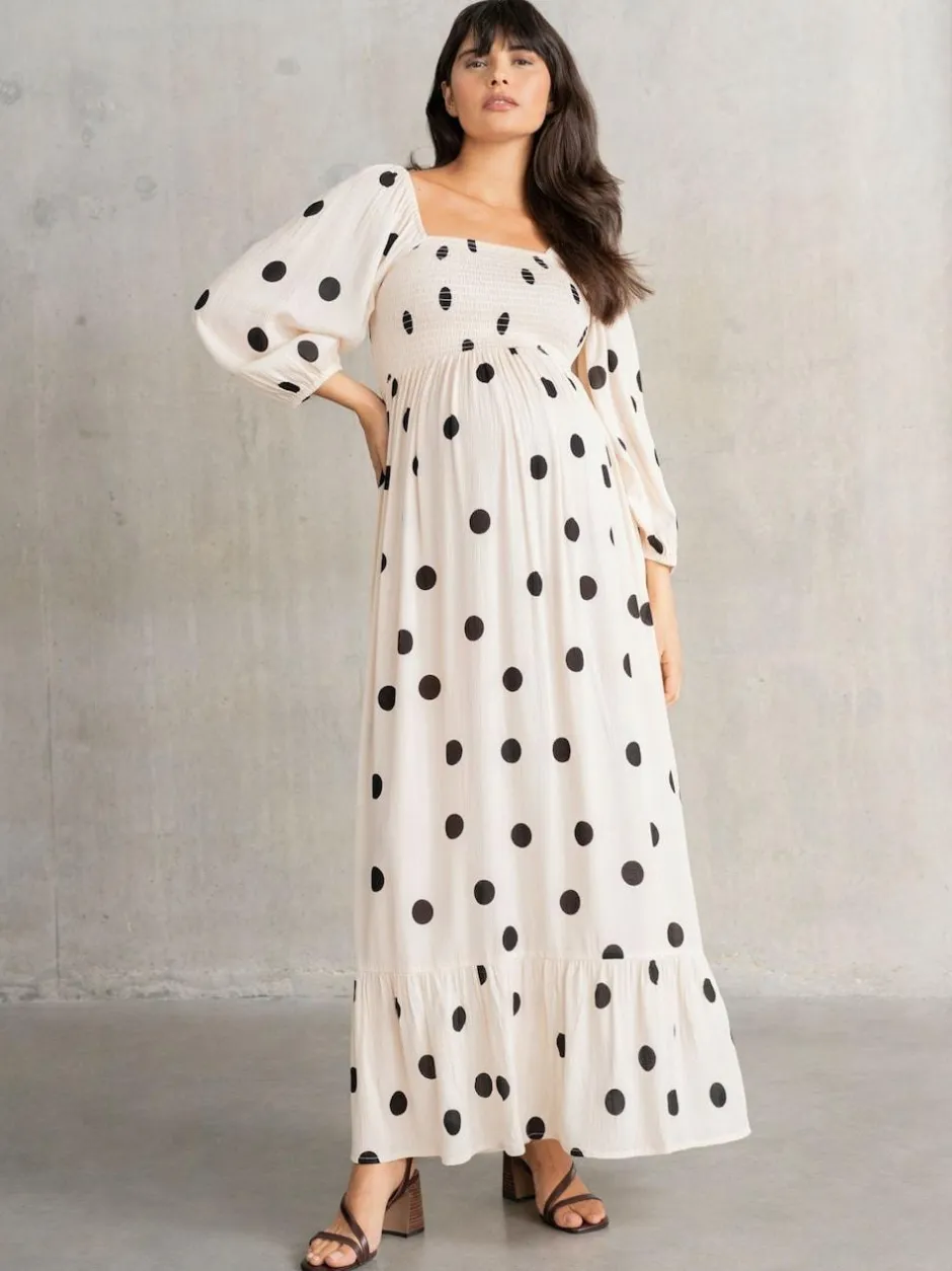 Seraphine Cream Maternity Maxi Dress