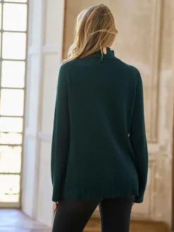 Seraphine Premium Cashmere Blend Maternity & Nursing Roll Neck Jumper Dark Green Discount