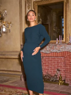 Seraphine Emerald Green Maternity Knitted Dress Discount