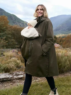 Seraphine 3 in 1 Maternity & Babywearing Parka with Borg Lining Khaki Best