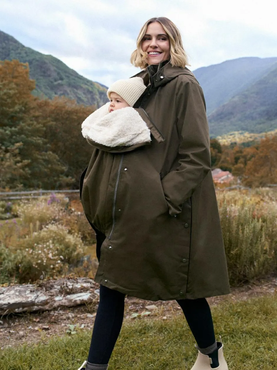 Seraphine 3 in 1 Maternity & Babywearing Parka with Borg Lining Khaki Best