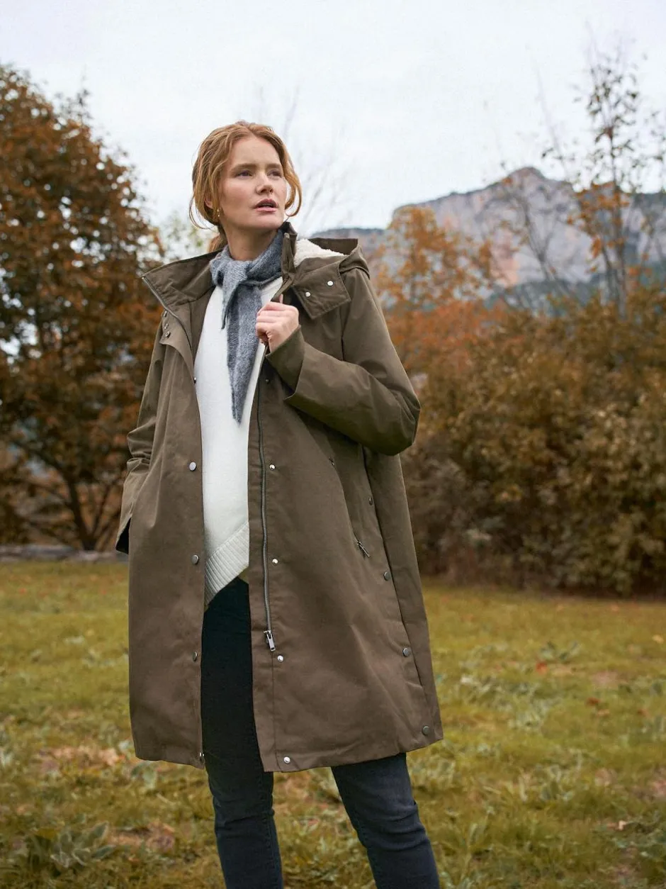 Seraphine 3 in 1 Maternity & Babywearing Parka with Borg Lining Khaki Best