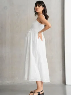 Seraphine Maternity V-Neck 100% Cotton White Dress Clearance