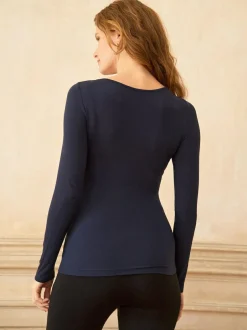 Seraphine Navy & Black Maternity & Nursing Bamboo Jersey Long Sleeve Tops 2 Pack