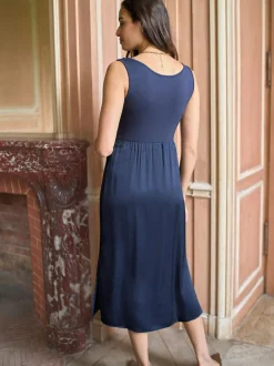 Seraphine Navy & White Maternity & Nursing Knit Top Dress Discount
