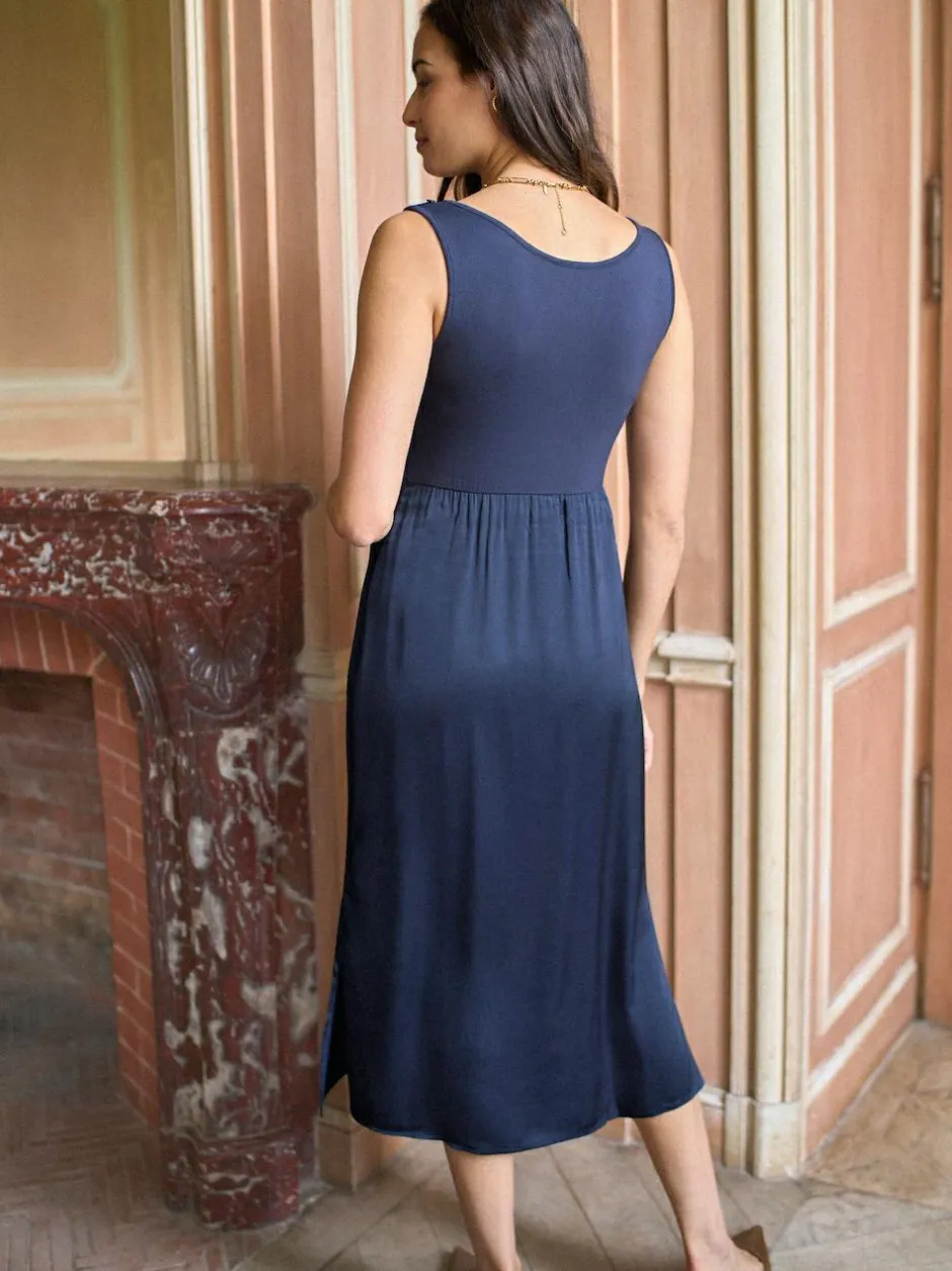 Seraphine Navy & White Maternity & Nursing Knit Top Dress Discount