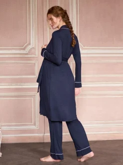 Seraphine Navy & White Maternity & Nursing Nightwear 3 Piece Set New