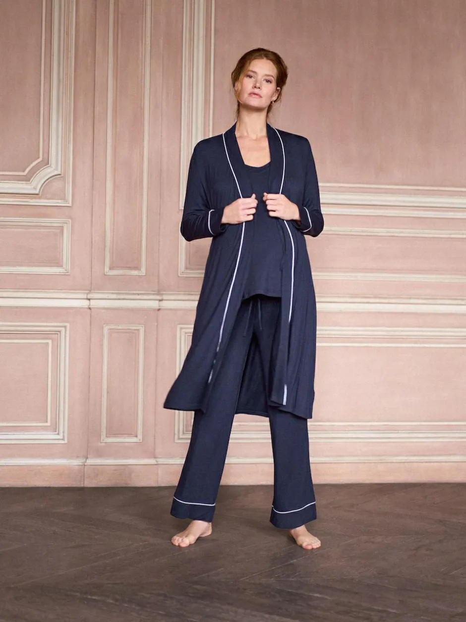 Seraphine Navy & White Maternity & Nursing Nightwear 3 Piece Set New