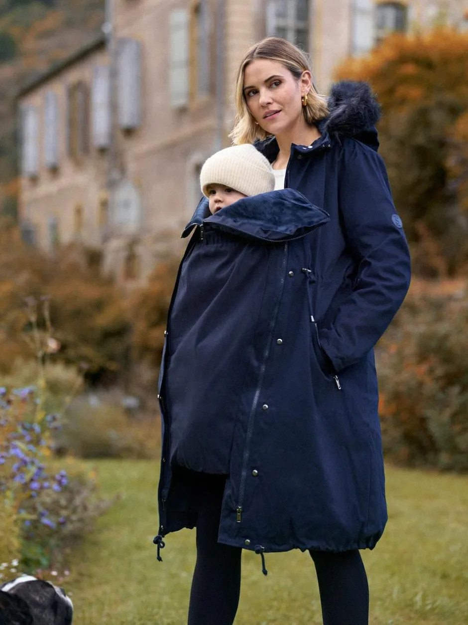 Seraphine Navy Blue Premium Sub-Zero Down Filled 3-In-1 Maternity & Babywearing Parka Clearance