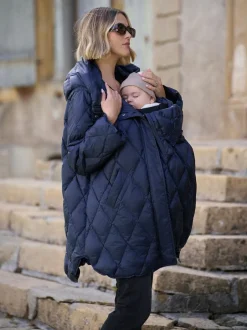 Seraphine Navy Lightweight Quilted 3 in 1 Maternity & Babywearing Coat Sale