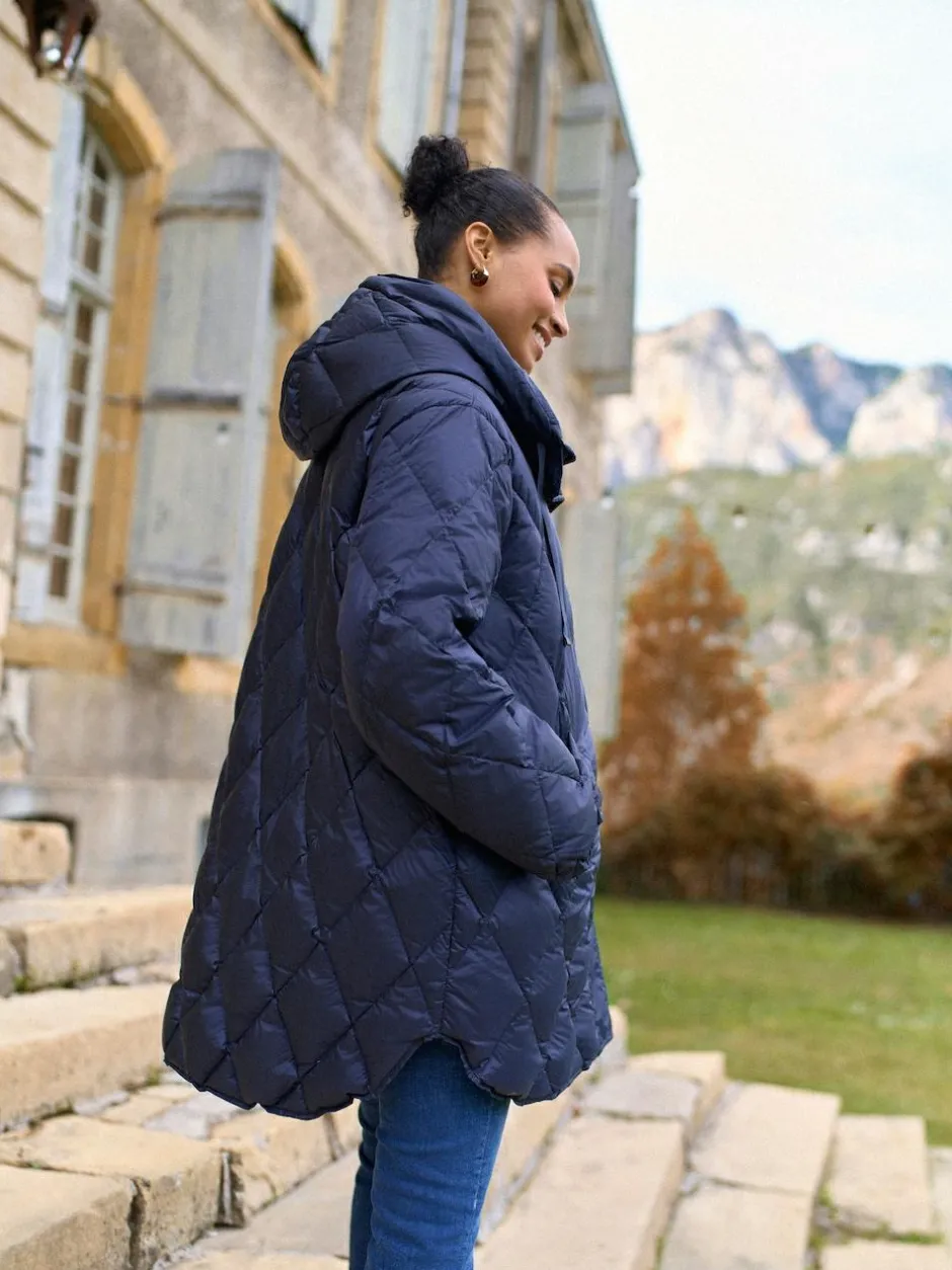 Seraphine Navy Lightweight Quilted 3 in 1 Maternity & Babywearing Coat Sale
