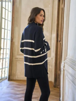 Seraphine Navy Stripe Wool Cotton Blend Maternity & Nursing Jumper Hot
