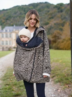 Seraphine 3-In-1 Maternity & Babywearing Raincoat Neutral Leopard Print Discount