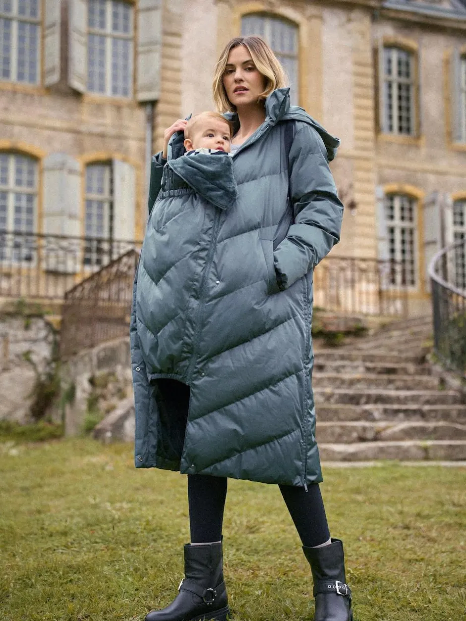 Seraphine Long 3-In-1 Maternity & Babywearing Puffa Coat Pewter Grey Sale