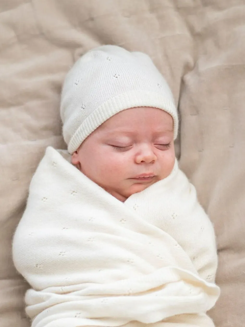 Seraphine White Ivory Baby Washable Cashmere Blend Pointelle Hat Discount