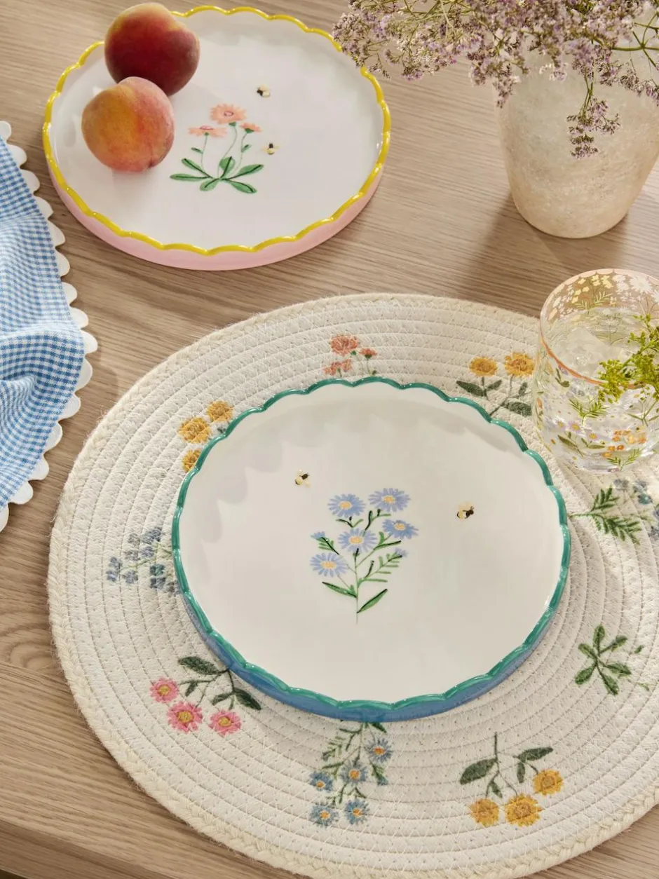 Next Set of 2 Blue and Pink Maisie Floral Print Scallop Edge Side Plates Clearance