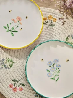 Next Set of 2 Blue and Pink Maisie Floral Print Scallop Edge Side Plates Clearance