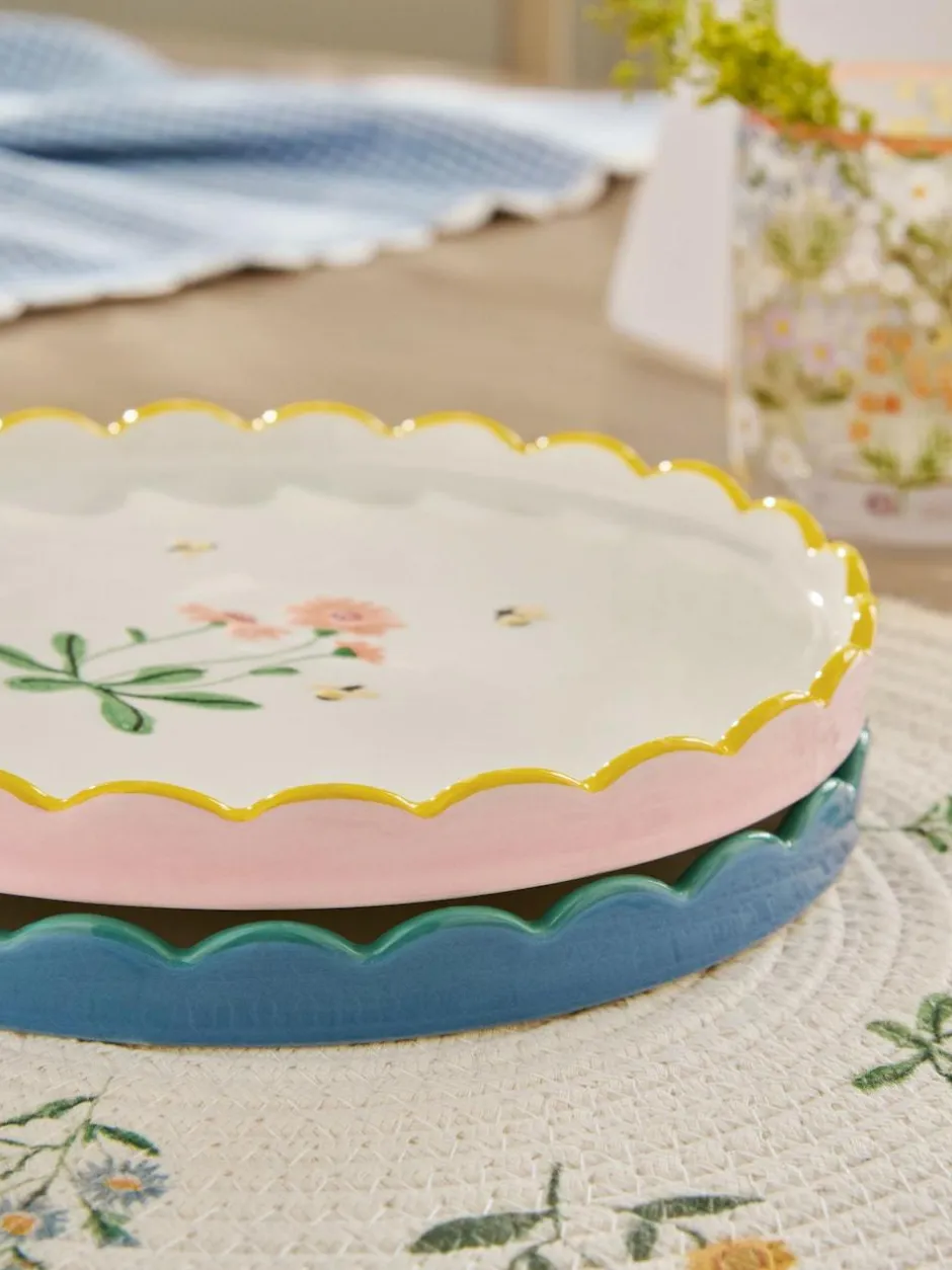 Next Set of 2 Blue and Pink Maisie Floral Print Scallop Edge Side Plates Clearance