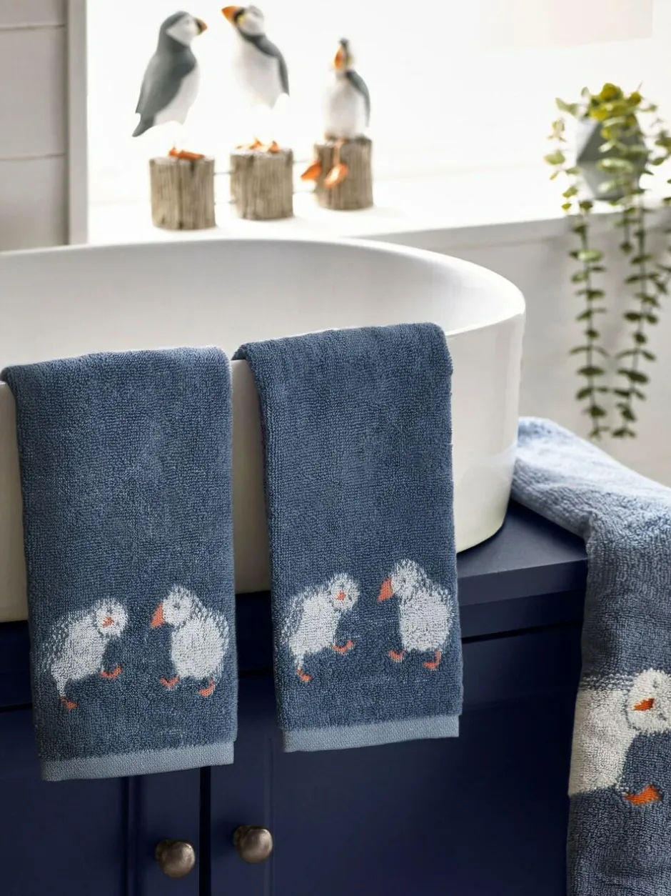 Next Set of 2 Blue Puffin Set of 2 100% Cotton Face Cloths Outlet
