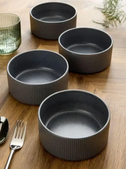 Next Set of 4 Charcoal Grey Stamford Set of 4 Cereal Bowls Clearance