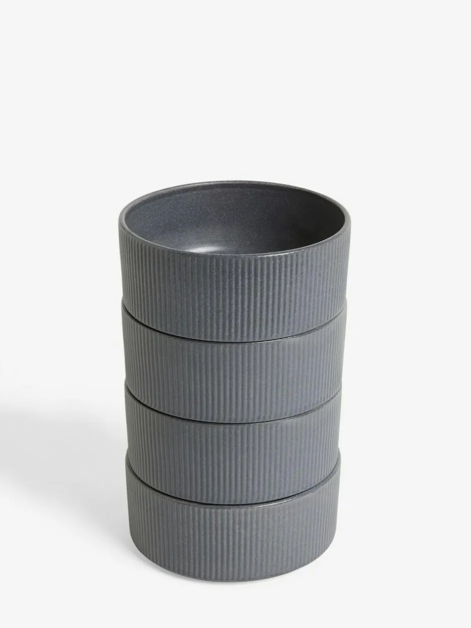 Next Set of 4 Charcoal Grey Stamford Set of 4 Cereal Bowls Clearance