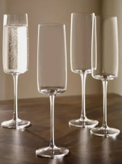 Next Set of 4 Clear Angular Champagne Flutes Clearance