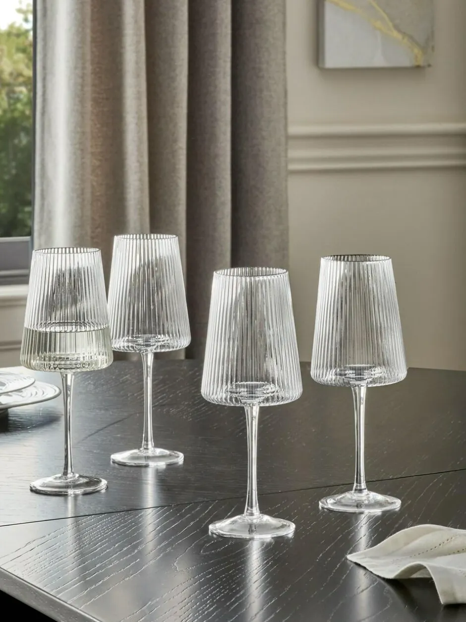 Next Set of 4 Clear Hollis Angular Wine Glasses Outlet
