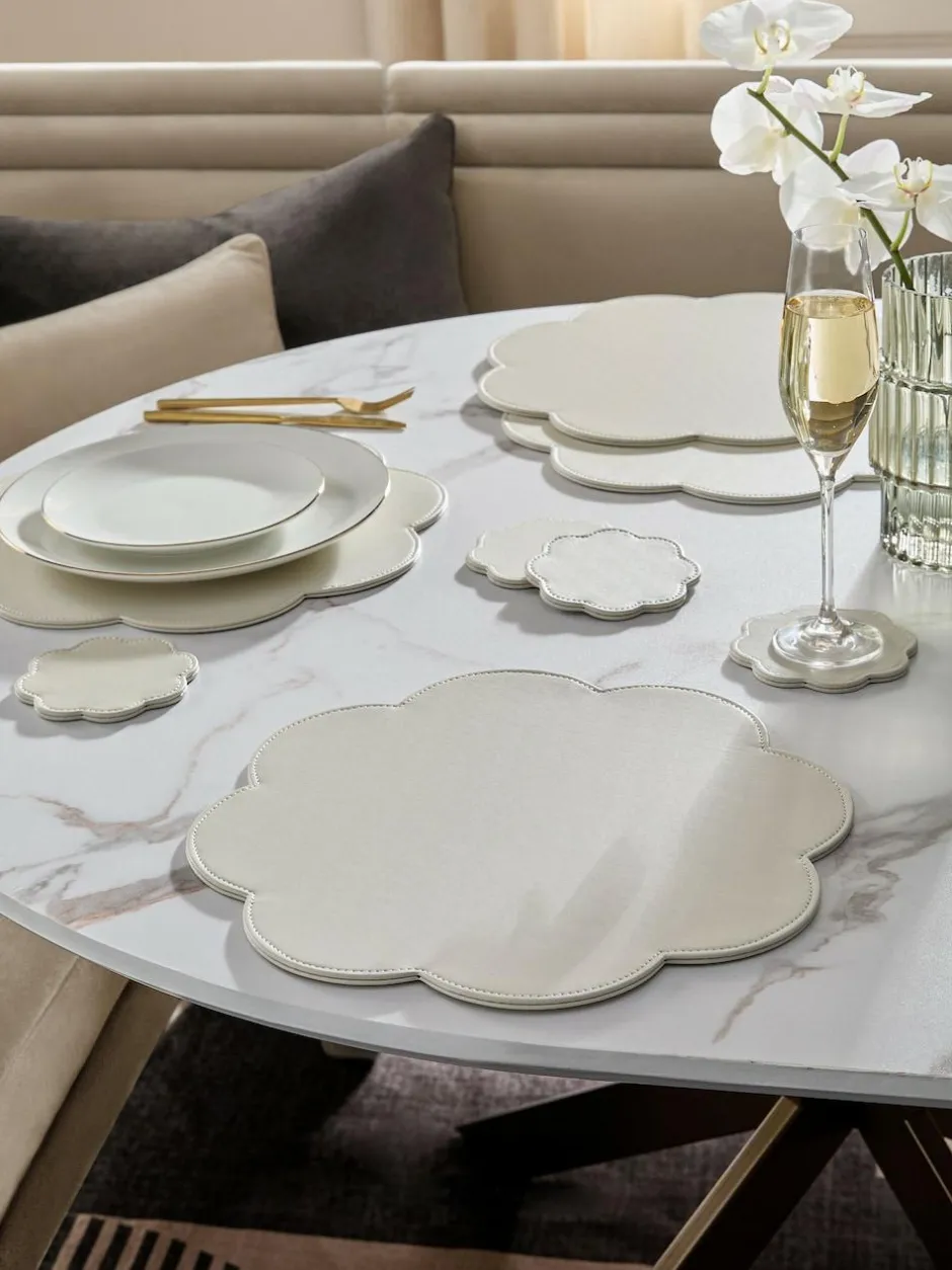Next Set of 4 Cream Flower Faux Leather Placemats and Coasters Discount
