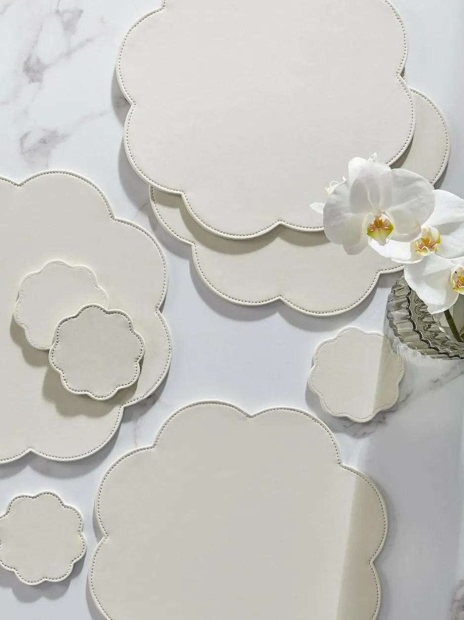 Next Set of 4 Cream Flower Faux Leather Placemats and Coasters Discount