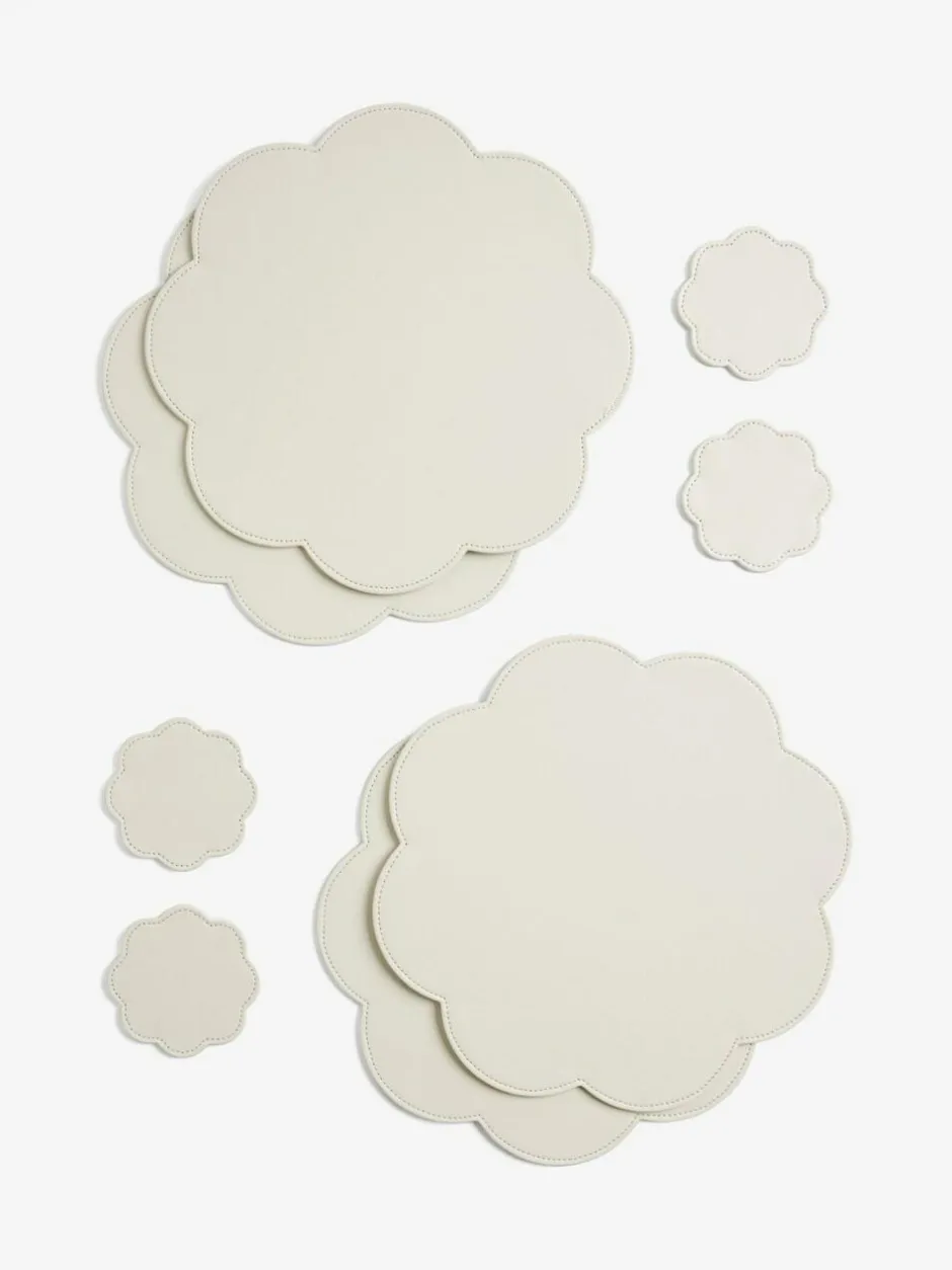 Next Set of 4 Cream Flower Faux Leather Placemats and Coasters Discount