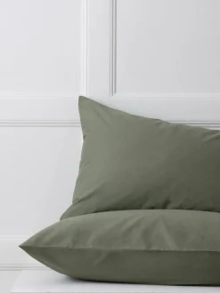 Next Set of 2 Green Olive Cotton Rich Pillowcases Discount