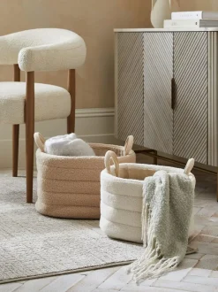 Next Set of 2 Natural and Cream Boucle Storage Baskets Discount