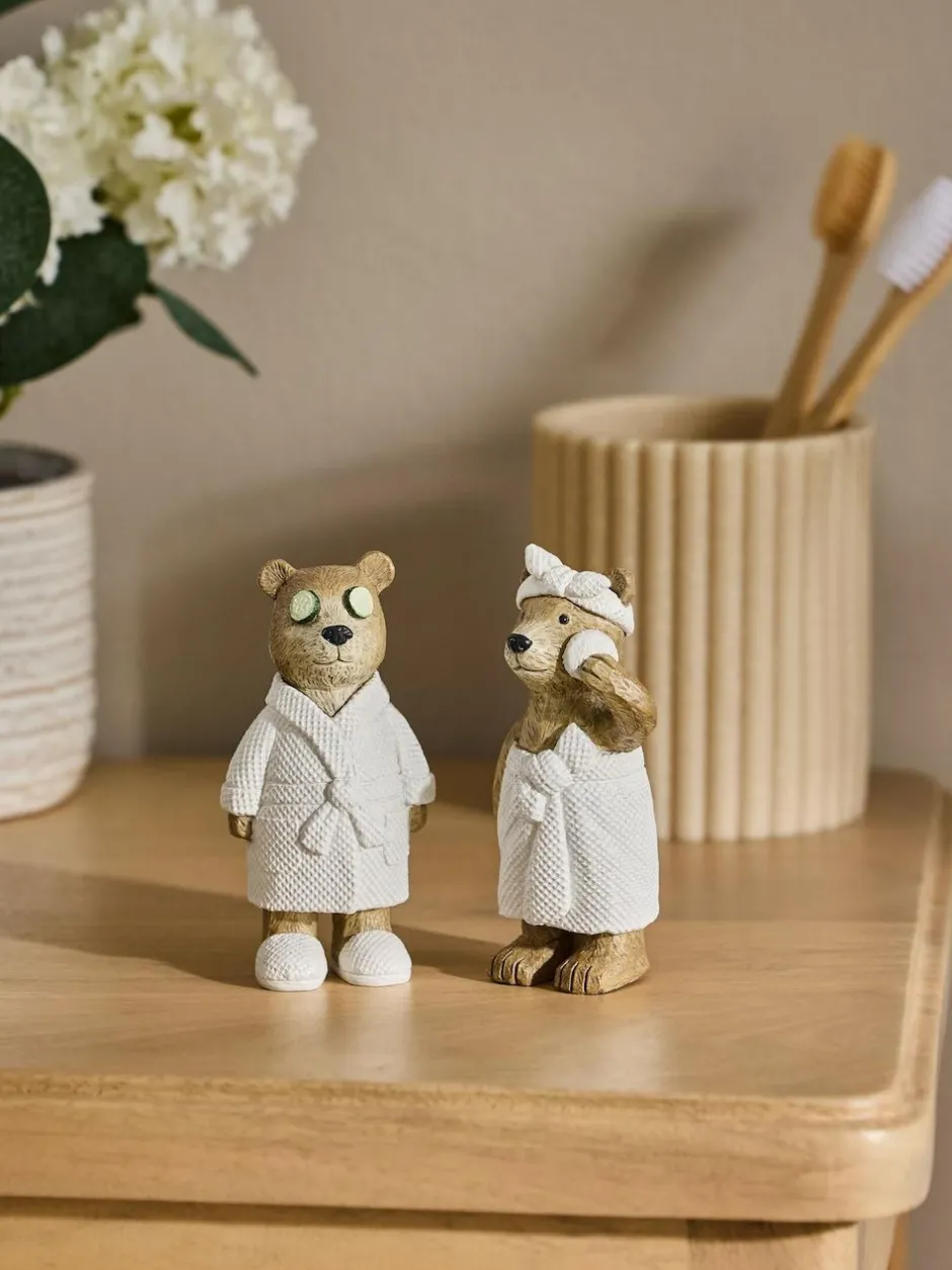 Next Set of 2 Natural Bertie Bear Spa Ornaments Best