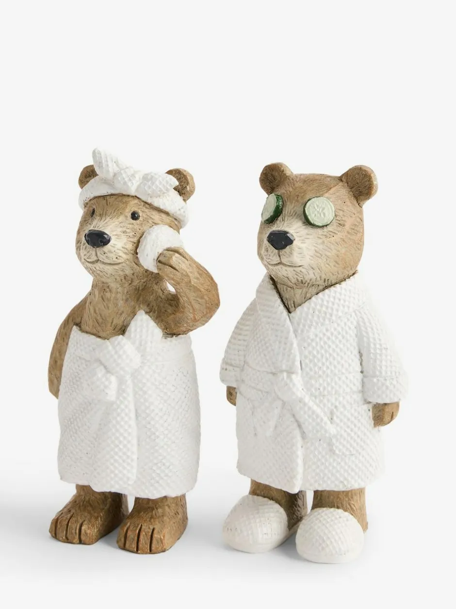 Next Set of 2 Natural Bertie Bear Spa Ornaments Best