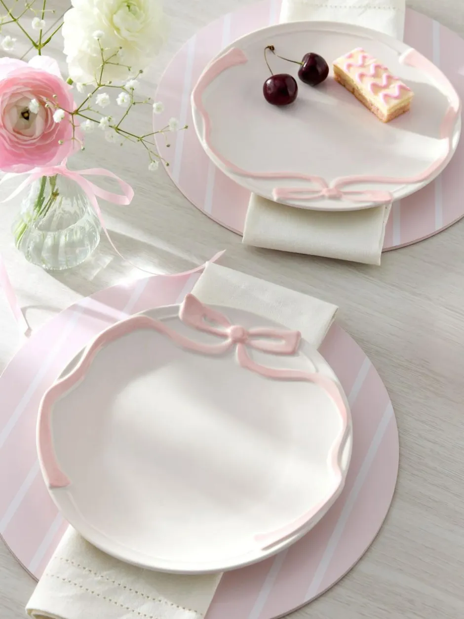 Next Set of 2 Pink and White Bow Side Plates