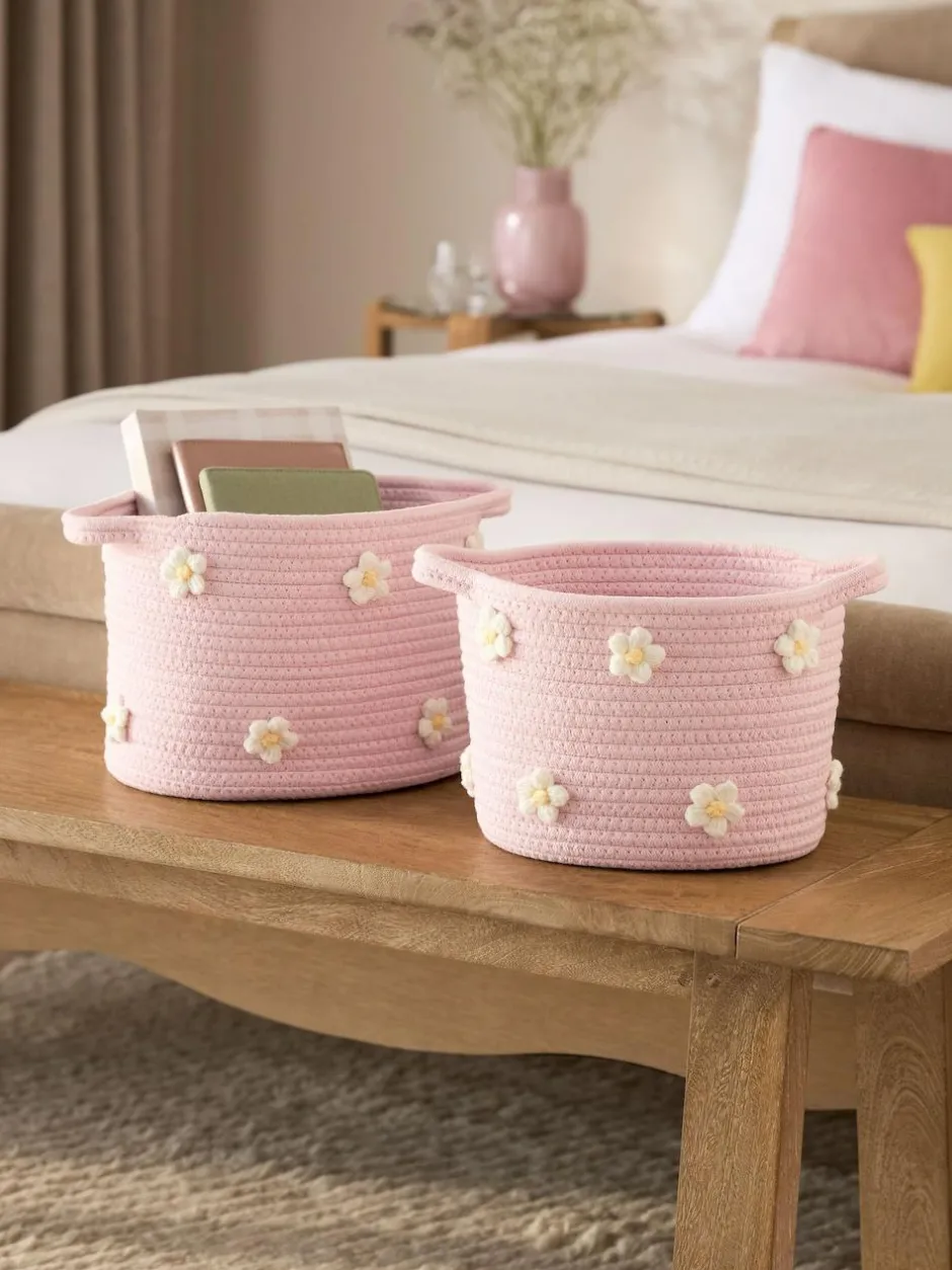 Next Set of 2 Pink Daisy Storage Baskets Discount
