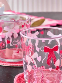 Next Set of 4 Pink Heart and Bow Tumbler Glasses Outlet