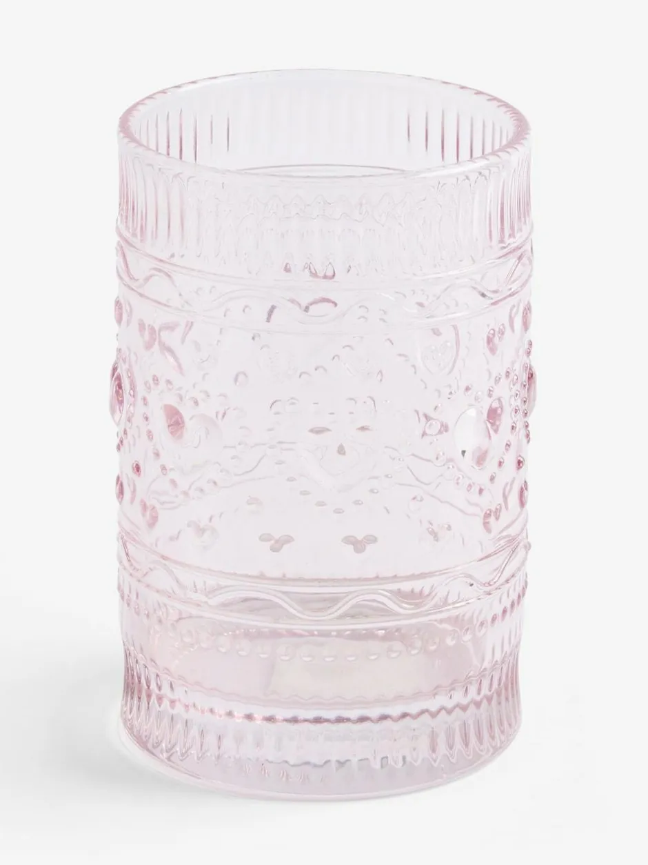 Next Set of 2 Pink Heart Pressed Tumbler Glasses Clearance