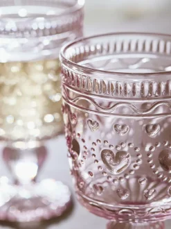 Next Set of 2 Pink Heart Pressed Wine Glasses Clearance