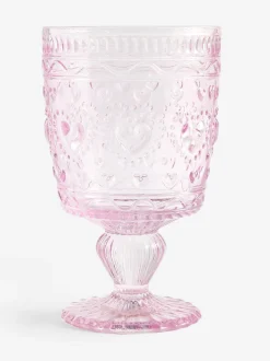 Next Set of 2 Pink Heart Pressed Wine Glasses Clearance