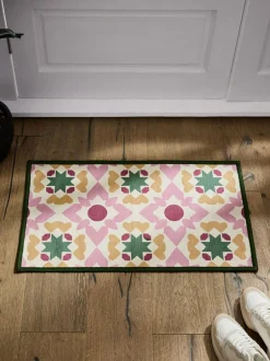 Next Set of 2 Pink Washable Geometric Tile Doormats Hot