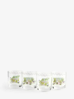 Next Set of 4 Purple Garden Houses Tumbler Glasses
