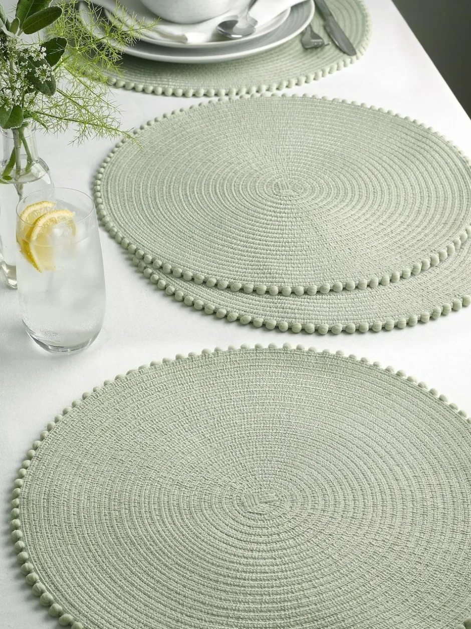 Next Set of 4 Pom Pom Placemats Sage Green Discount