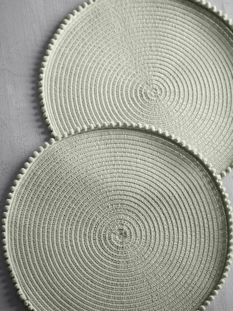 Next Set of 4 Pom Pom Placemats Sage Green Discount